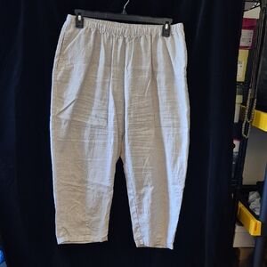 Kleen Linen Cropped Pants – Light Neutral – Size XL
